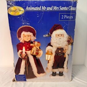 Special Times Animated Mr & Mrs Santa Claus 24” Victorian 2pc Set